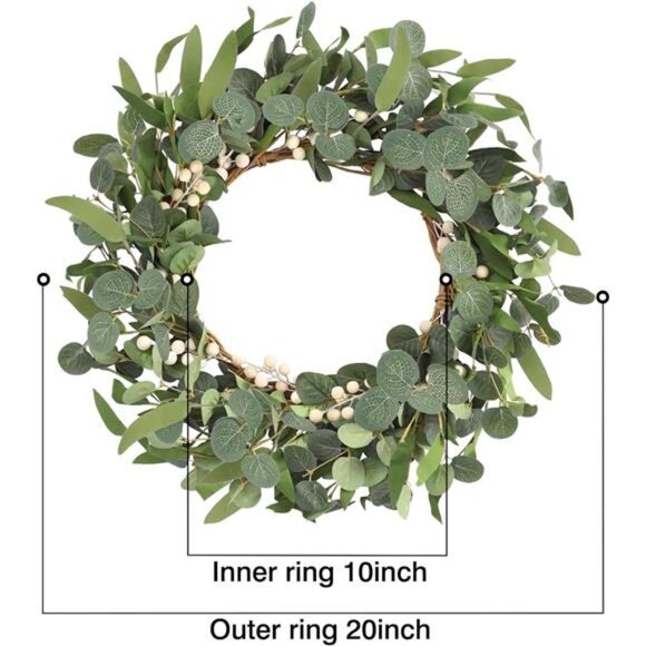 Eucalyptus Wreath for Front Door Spring Wreath for Farmhouse Front - Picture 2 of 7